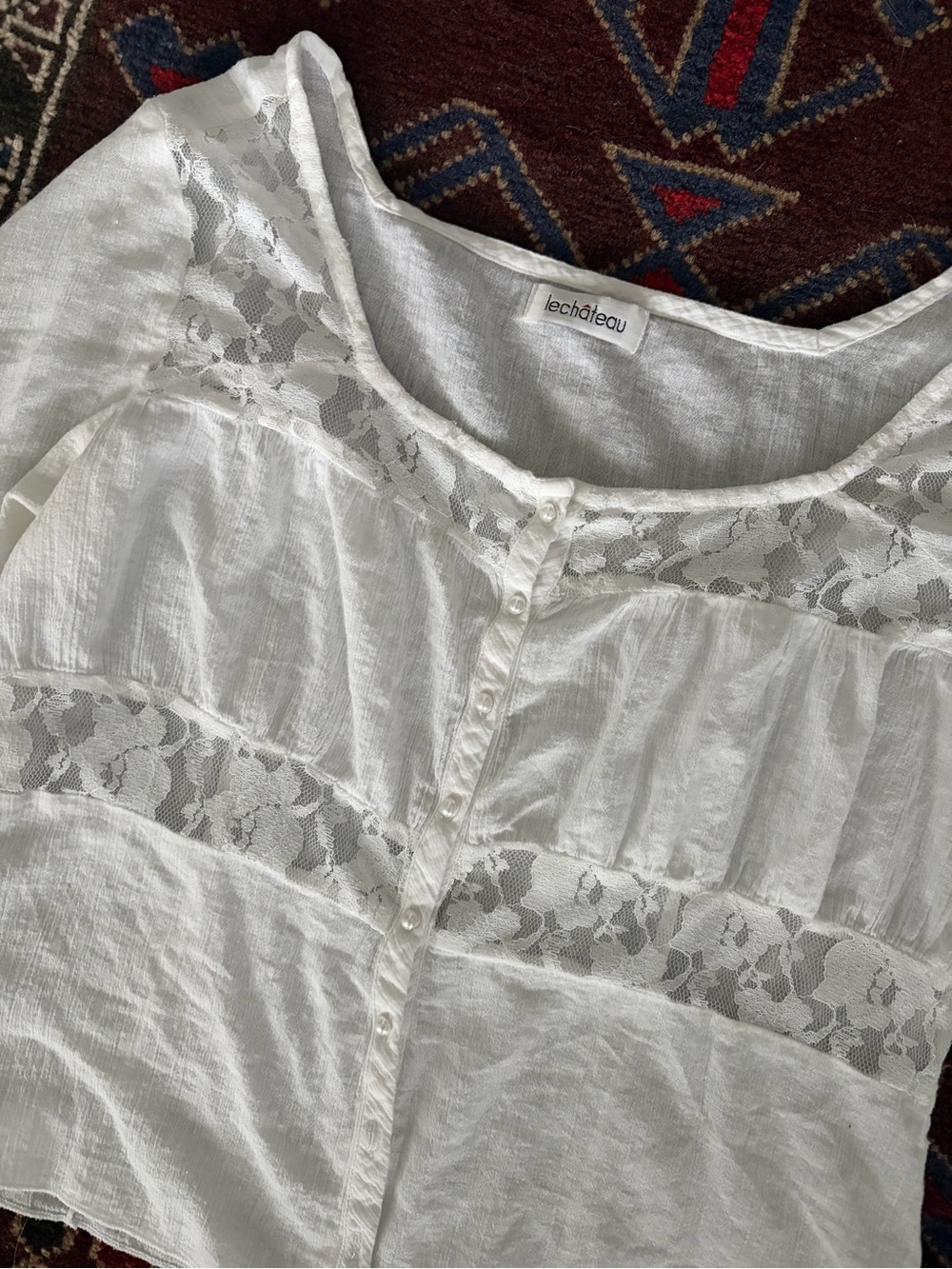 Vintage Le Chateu Cotton Lace Blouse